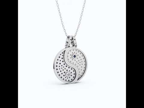 Modern Yin Yang Circle Pavé Everyday Pendant in Lab Diamond/Gemstone  – 9k/14k Solid Gold, Birthday Gift for Him/Her, Iced Out Jewelry