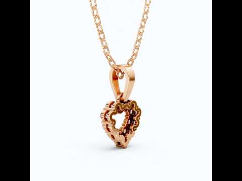 Delicate Open Heart Pendant with Sparkling Stones Everyday Pendant in 14K Solid Gold, Valentine's Day Gift, Everyday Handmade Jewelry