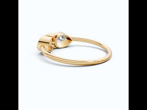 Unique Bezel Set Three Stone Engagement Ring in 14K Solid Gold, 0.36 TCW Pear/Baguette Cut Lab Created Diamonds, Birthday Gift for Her, Daily Wear Ring