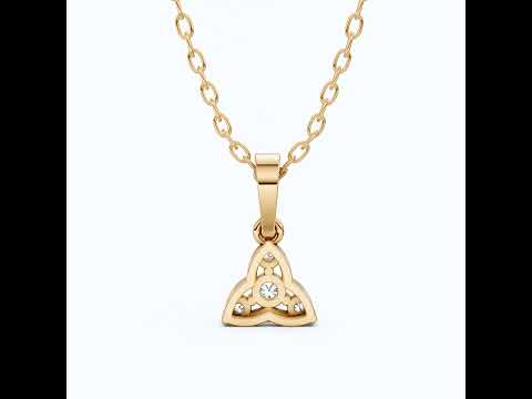Trinity Knot Celtic Everyday Pendant with Lab Diamond in 14k Solid Gold, Anniversary Gift for Her, Everyday Jewelry, Unique Charm Pendant