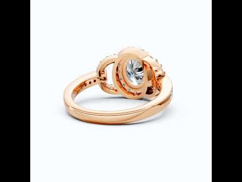 Elegant Oval Double Halo Pave Engagement Ring in 14k Solid Gold, 1.25 CT Oval Cut Lab Created Diamonds, Anniversary Gift