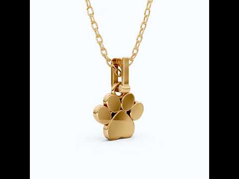 Animal Paw Print Elegant Pendant in 14K Yellow Gold, 0.24 TCW Round Cut Lab Created Diamonds, Birthday Gift for Girl, Pet Lover Jewelry