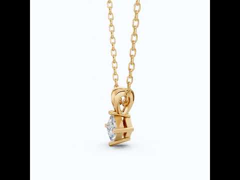 0.50 CT Princess Cut Solitaire Minimalist Pendant in 14K Solid Gold, Wedding Gift for Wife, Bridal Pendant Jewelry