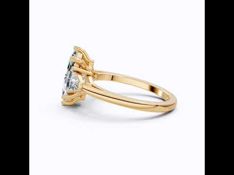 1.90 TCW Marquise & Trillion Cut Trilogy Engagement Ring in Lab Diamond – 14k Solid Gold, Wedding Gift for Her, Everyday Ring, Daily Wear