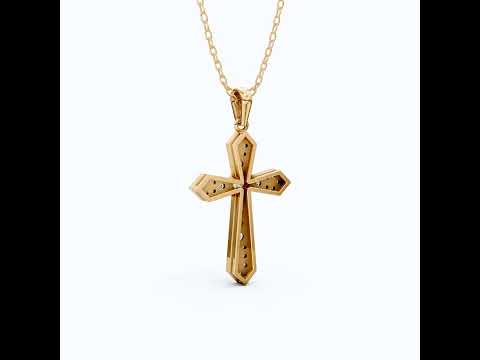 Modern Geometric Cross Pendant in 14k Solid Gold, 0.74 TCW Princess/Round Cut Lab Grown Diamonds, Gift for Her, Religious Jewelry