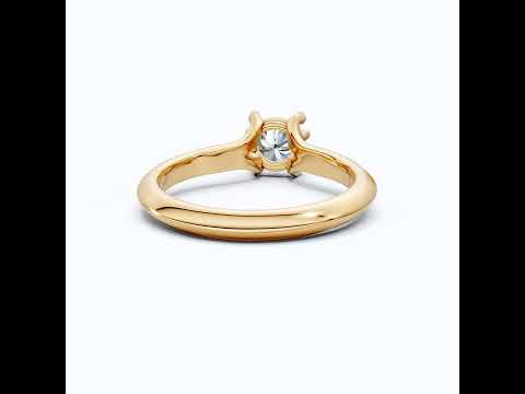 Open Shank Double Pavé Engagement Ring in 14K Solid Gold, 0.50 CT Round Cut Lab Created Diamond, Wedding Gift For Women, Unique Cuff Ring