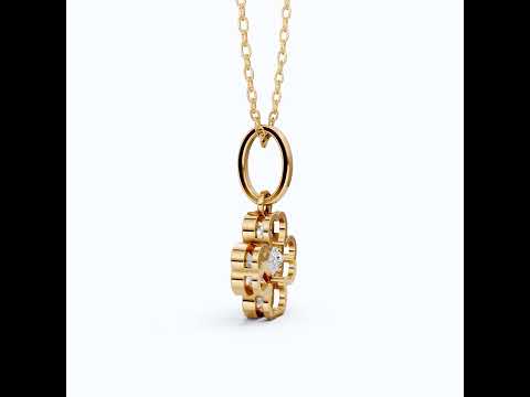 Romantic Heart Clover Floral Pendant in 14K Solid Gold, 2.00 TCW Heart Cut Lab Grown Diamonds, Everyday Gift for Her, Bridal Jewelry