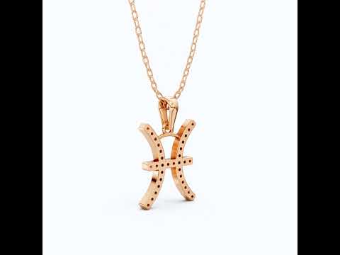 Pisces Zodiac Charm Pendant in Lab Grown Diamond-14K White Gold, Handmade Horoscope Jewelry Gift for Her, Bridal Pendant