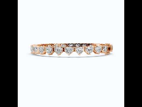 Elegant Heart Setting Tennis Bracelet in Lab Diamond – 14k Solid Gold, Anniversary Gift for Wife, Unique Bracelet