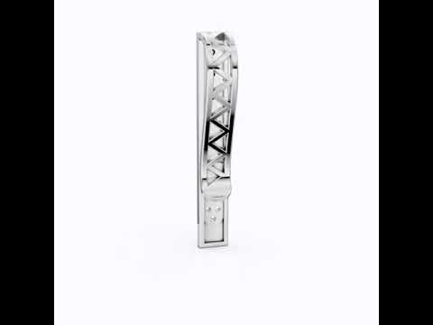 Formal Wear Tie Bar in 18K White Gold, Handmade Enamel Accent Tie Pin For Him, Gift for Groom