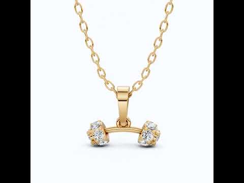 Trendy Dumbbell Cluster Pendant in 14k Solid Gold, 0.37 TCW Round Cut Lab Diamonds, Trainer Jewelry, Anniversary Gift for Her