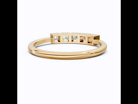 Bezel Set Half Eternity Wedding Band in 14K Solid Gold, 0.30 TCW Princess Cut Lab Grown Diamonds, Simple Band For Wife, Everyday Wedding Band