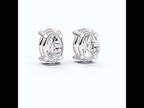 Oval Cut Solitaire Stud Earrings in 14k Solid Gold, 2.82 TCW Oval Cut Lab Grown Diamonds, Birthday Gift For Women,  Handmade Bridal Jewelry