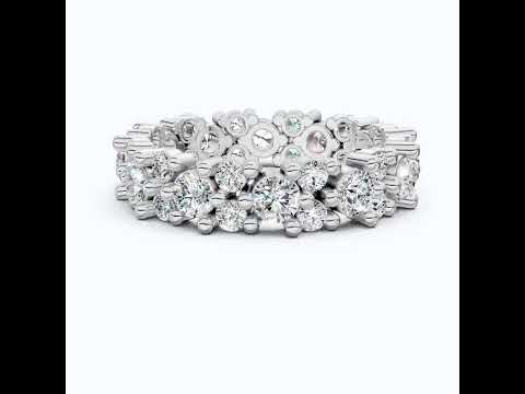Bold Double Row Cluster Eternity Wedding Ring in 14K Solid Gold, 2.21 TCW Round Cut Lab Created Diamonds, Bridal Jewelry, Birthday Gift for Her