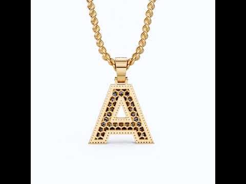 Double Layered Halo Gemstone Alphabet Pendant, Initial Jewelry