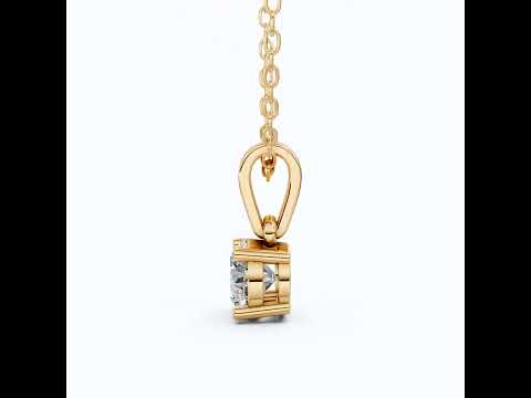 1.00 CT Round Cut EF-VS Lab Created Diamond Solitaire Pendant, 14K Yellow Gold Wedding Pendant, Birthday Gift For Girl, Handmade Pendant