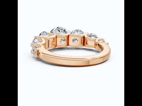 Seven Stone Graduated Prong Set Eternity Wedding Band in 14k Solid Gold, 4.61 TCW Round Cut Lab Grown Diamonds, Anniversary Gift for Wife, Everyday Wedding Band