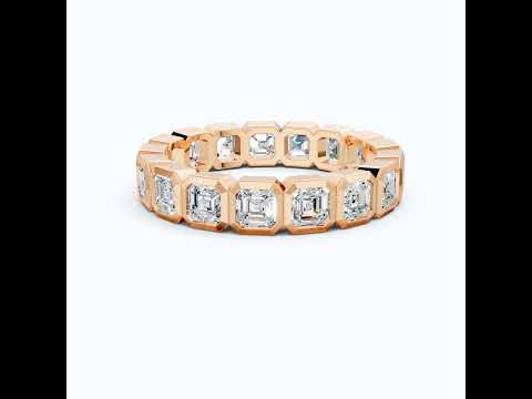 Asscher Cut Octagon Bezel Eternity Wedding Band in Lab Diamond–14k Solid Gold, 3.60 TCW Asscher Cut Lab Diamonds, Anniversary Gift for Wife