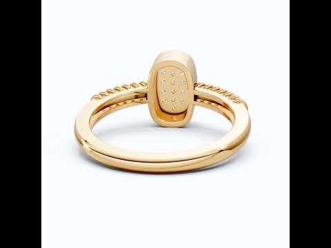 Cluster Oval Pavé Textured Band Engagement Ring in 14k Solid Gold, 0.08 TCW Round Cut Lab grown diamonds, Promise Ring, Wedding Gift for Her