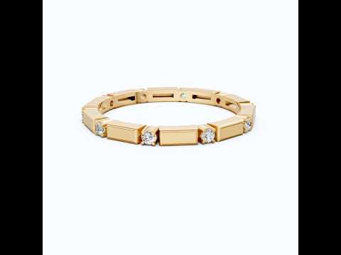 Geometric Eternity Wedding Band in 14k Solid Gold, 0.13 TCW Round Cut Diamonds, Stackable Wedding Ring Gift for Women, Simple Band