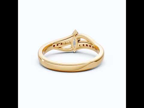 Marquise Split Shank Pave Engagement Ring in 14k Solid Gold, 0.43 TCW Marquise/Round Cut Sculpted Twist Unique Ring, Everyday Gift for Women