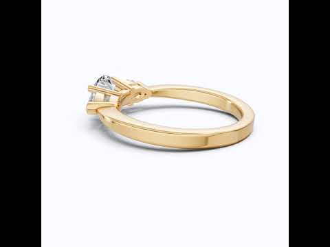 Elegant Three Stone Engagement Ring in 14K Yellow Gold, 1.05 TCW Pear/Round Cut Lab Grown Diamonds, Antique Simple Ring, Anniversary Gift For Her