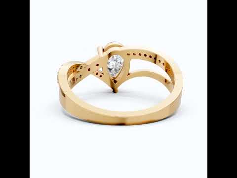Three Row Twisted Pear Pave Engagement Ring in 14K Solid Gold, 0.70 CT Pear Cut Lab Created Diamond, Bridal Jewelry