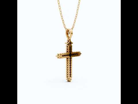 Elegant Pavé Cross Pendant Pendant in 14k Solid Gold, 0.57 TCW Round/Princess Cut Lab Diamonds, Anniversary Gift for Her