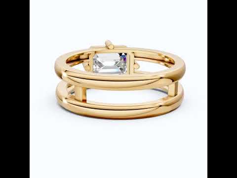 Elegant Split Band Solitaire Wedding Band in 18K Solid Gold, 1.75 CT Emerald Cut Lab Created Diamond, Anniversary Gift for Wife, Bridal Jewelry