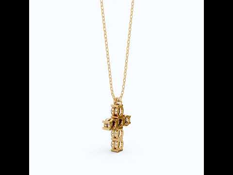 Prong-Set Round Cluster Cross Pendant in 14k Solid Gold, 2.76 TCW Round Cut Lab Created Diamonds, Jesus Pendant For Her, Daily Wear Pendant