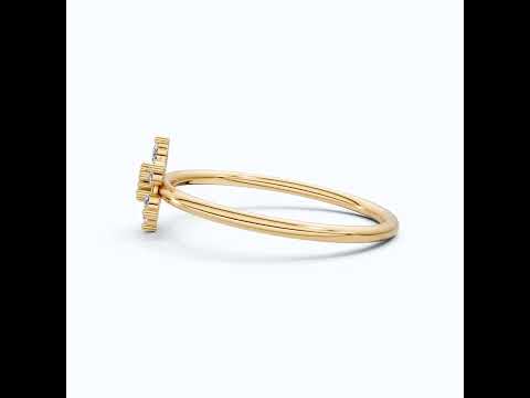 Petite Floral Cluster Engagement Ring in 14K Solid Gold, 0.19 TCW Round Cut Lab Created Diamonds, Bridal jewelry, Promise Ring