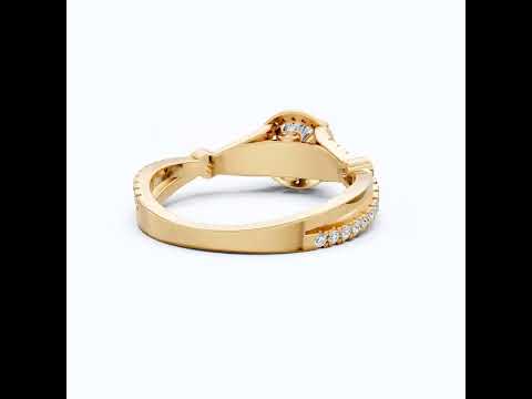 Round Halo Split Shank Engagement Ring in 14K Solid Gold, 0.70 CT Round Cut Lab Created Diamond, Proposal Ring, Gift for Her