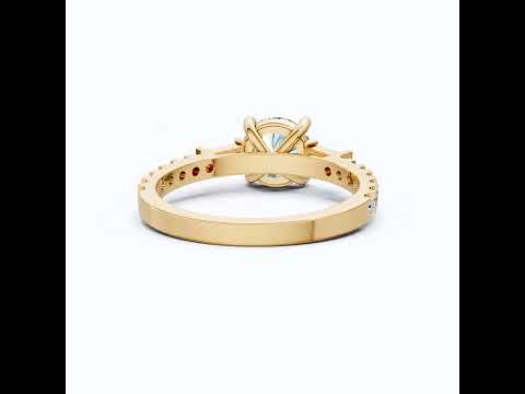 Baguette Accent Three-Stone Engagement Ring in 14K Solid Gold, 1.50 CT Round Cut Lab Grown Diamond, Elegant Jewelry, Anniversary Gift For Her