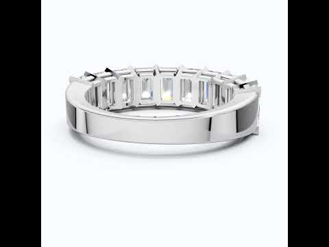 Timeless Emerald Cut Basket-Set Half Eternity Wedding Band in 14k Solid Gold, 2.50 TCW Emerald Cut Lab Created Diamonds, Bridal Jewelry