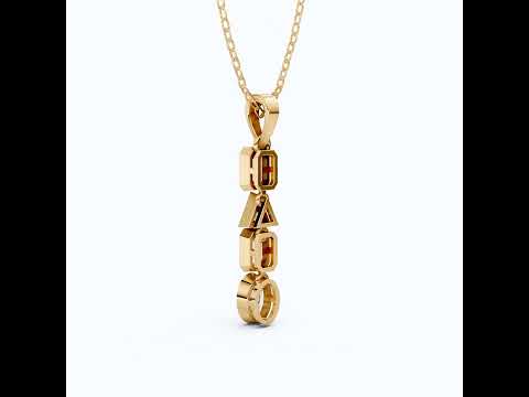 Art Deco Geometric Drop Wedding Pendant in 14k Solid Gold, 1.20 TCW Multi Shape Cut Lab Grown Diamonds, Daily Wear Gift for Women