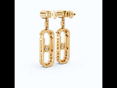 Oval Shaped Link Drop Dangle Earrings in 14K Solid Gold, 0.65 TCW Round Cut Lab Created Diamonds, Statement Earrings, Anniversary Gift for Her, Bridal Jewelry