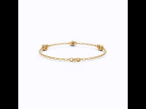 Diamond Charm Chain Bracelet in 14K Solid Gold, 0.81 TCW Round Cut Lab Created Diamonds, Dainty Gift for Women,  Wedding Jewelry