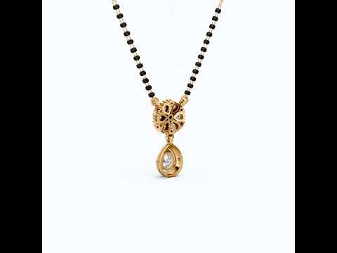 Sparkling Pear Halo Cluster Floral Tanmaniya Mangalsutra in 14K Solid Gold, 2.01 TCW Pear Cut Lab Grown Diamonds, Reception Jewelry, Everyday Pendant Necklace