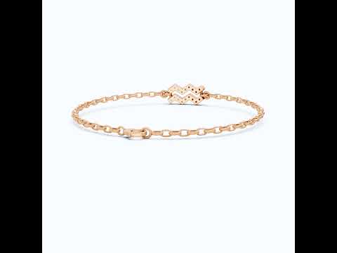 Dainty Aquarius Zodiac Sign Chain Bracelet in 14K Solid Gold, 0.18 TCW Round Cut Lab Created Diamonds, Birthstone Gift for Her, Stacking Celestial Jewelry