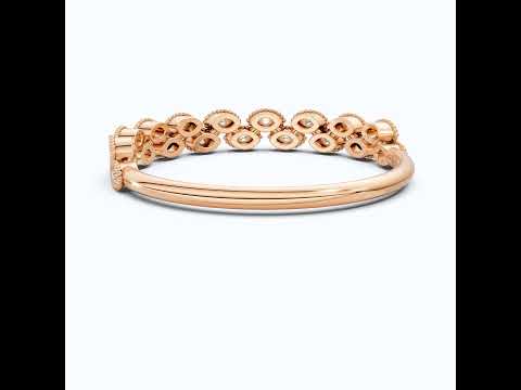 Elegant Marquise Milgrain Eternity Wedding Band in 14K Solid Gold, 0.08 TCW Round Cut Lab Grown Diamonds, Vintage Ring, Birthday Gift for Mom