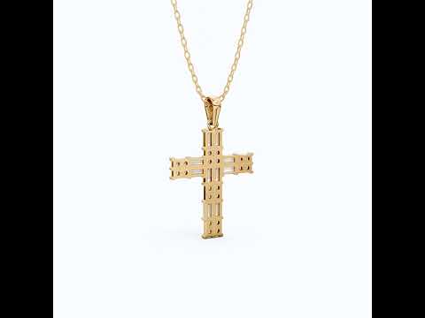 Baguette Cluster Cross Wedding Pendant in 14k Solid Gold, 1.90 TCW Baguette/Round Cut Lab Grown Diamonds, Faith Jewelry, Gift for Her