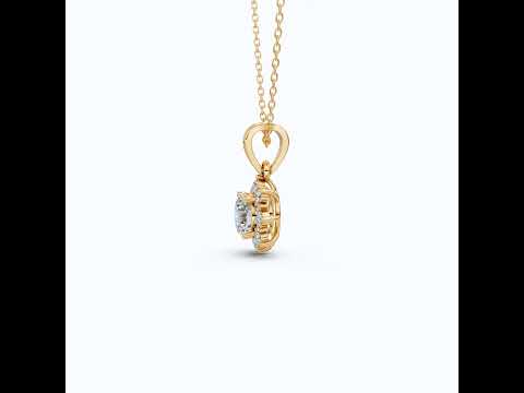 Elegant Flower Cluster Pendant in 14K Solid Gold, 1.30 Round Cut Lab Created Diamond, Bridal Jewelry, Special Gift For Her