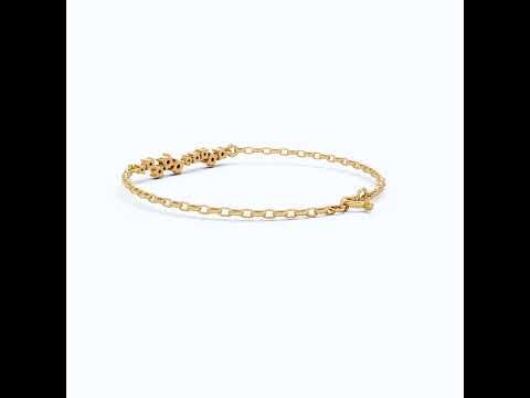 Dainty Cluster Bar Chain Bracelet in 14k Solid Gold, 0.55 TCW Round Cut Lab Created Diamond, Delicate Gift for Her Jewelry