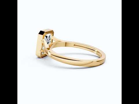 Modern Bezel Set Rectangle Solitaire Engagement Ring in 18K Solid Gold, 2.00 CT Radiant Cut Lab Created Diamond, Anniversary Gift for Her, Handmade Bridal Jewelry