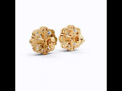 Sunflower Floral Halo Cluster Stud Earrings in 14K Solid Gold, 4.74 TCW Round Cut Lab Grown Diamonds, Bridal Jewelry, Wedding Gift for Her