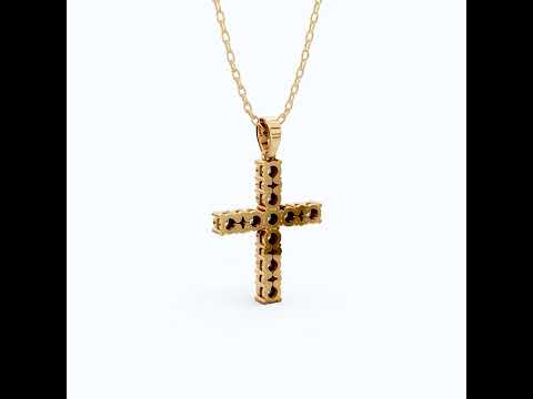 Classic Round Cluster Cross Pendant in 14K Solid Gold, 1.15 TCW Round Cut Lab Diamonds, Religious Jewelry, Birthday Gift for Her