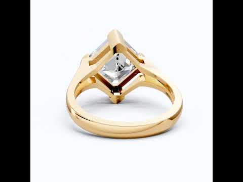 Bold Chunky Solitaire Modern Engagement Ring in 14K Solid Gold, 4.12 CT Asscher Cut Lab Grown Diamond, Statement Bridal Gift