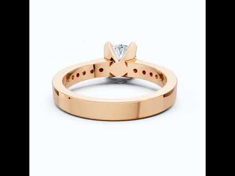 Modern Pavé Channel Set Engagement Ring in Solid 9k/14k Gold, 1.00 CT Round Cut Lab Diamond, Bridal Wedding Ring, Birthday Gift for Wife