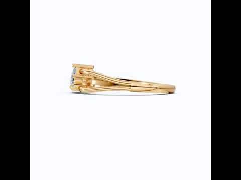 Sculpted Split Shank Three Stone Engagement Ring in 14K Solid Gold, 0.30 CT Pear Cut Lab Created Diamond, Gift for Her