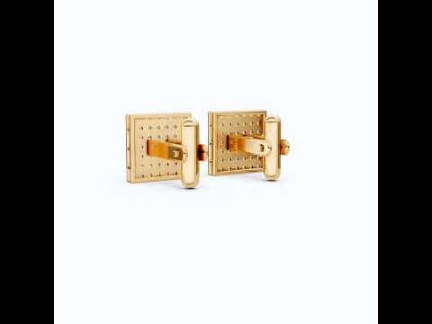 Cluster Square Lab Diamond Cufflinks in 14K Yellow Gold, Handmade Groom Gift, Luxury Wedding Accessory, Elegant Fine Jewelry